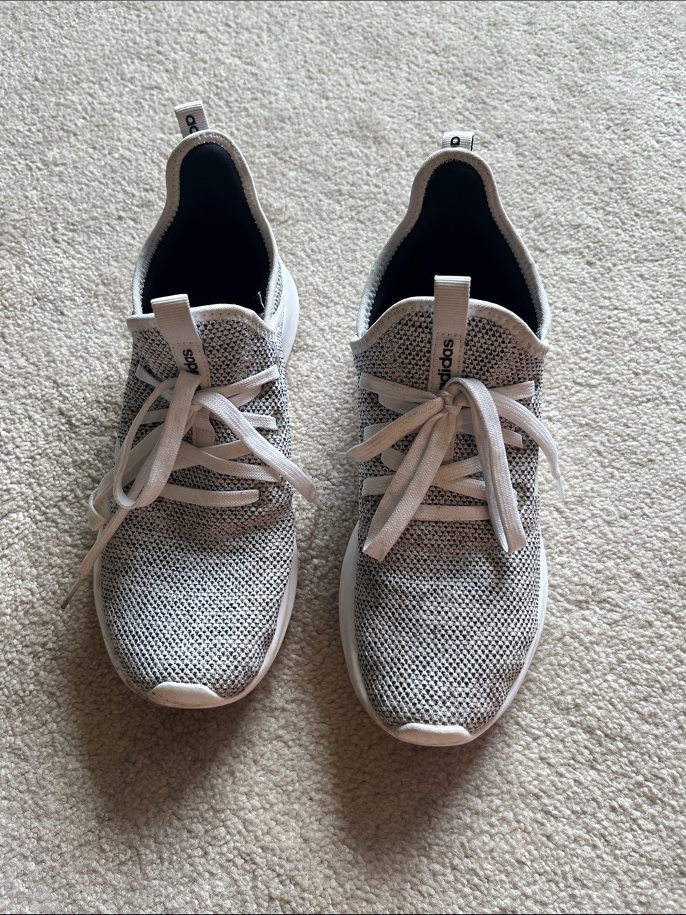 adidas Women’s Knit Lace-Up Athletic Shoes - White and Gray